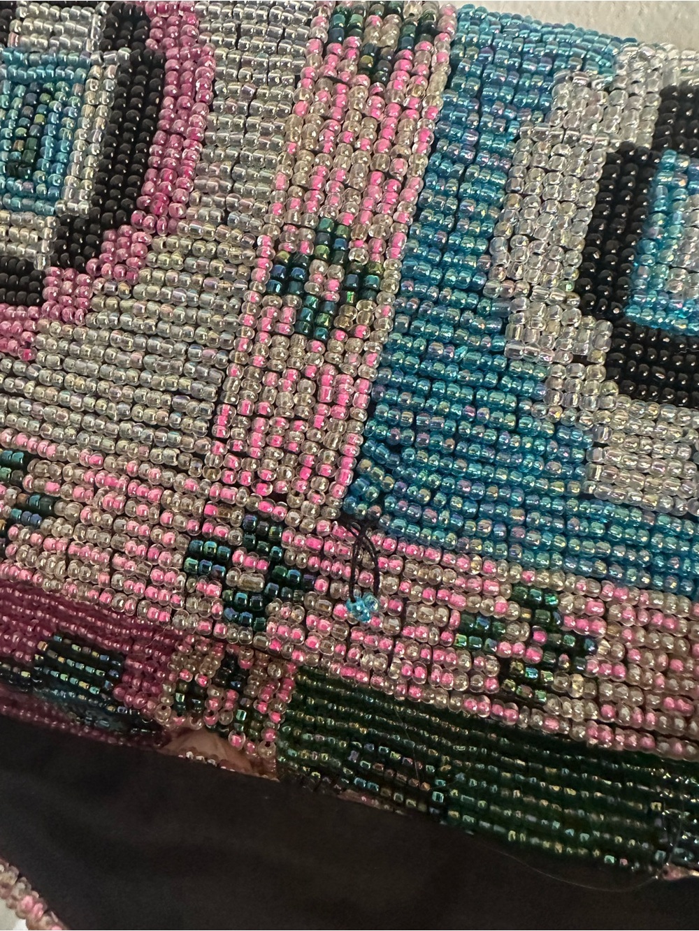 Beaded Multicolor Shoulder Bag - Pink & Teal - Picture 3 of 5